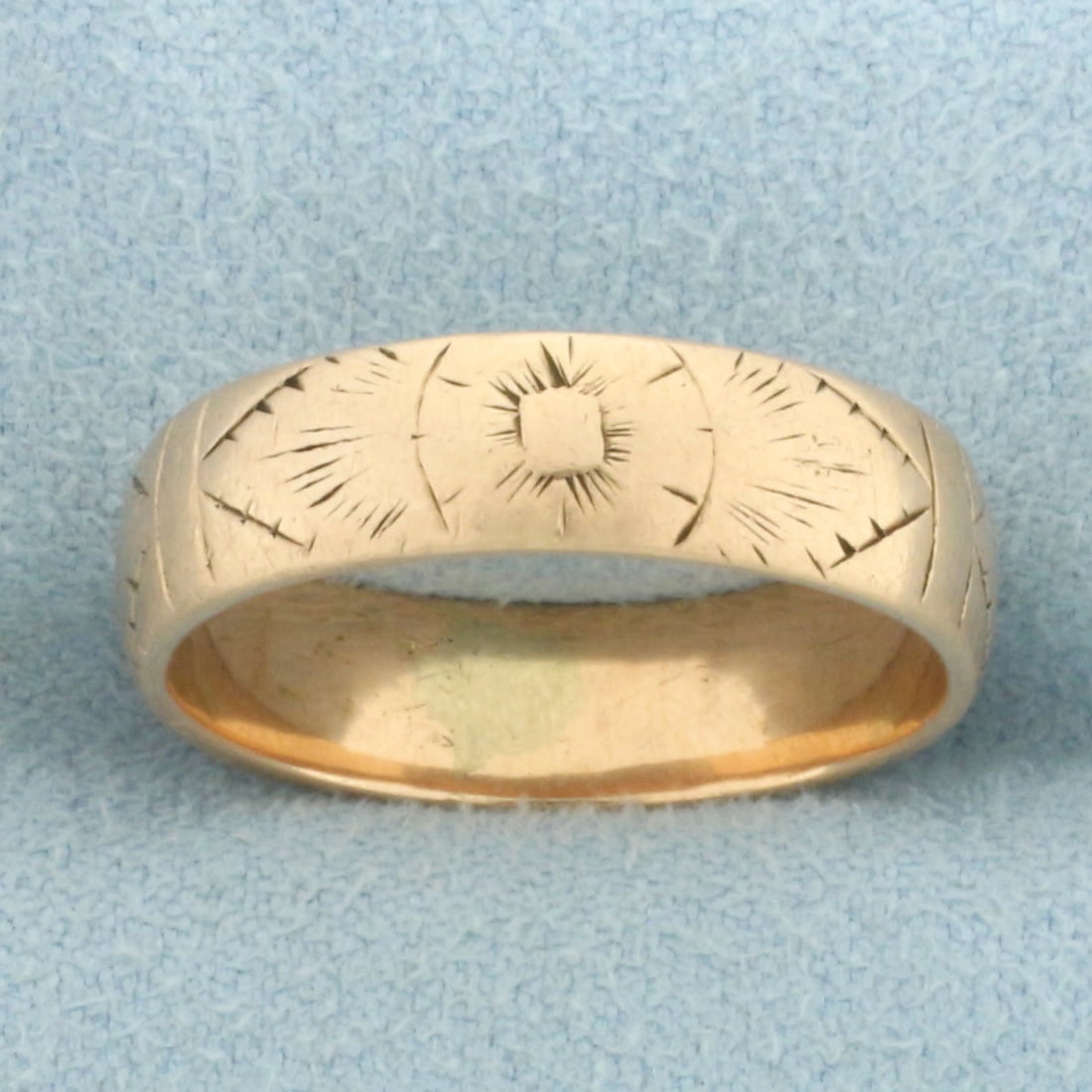 Antique Hand Etched Wedding Band Ring in 14k Rose Gold (1 of 2)