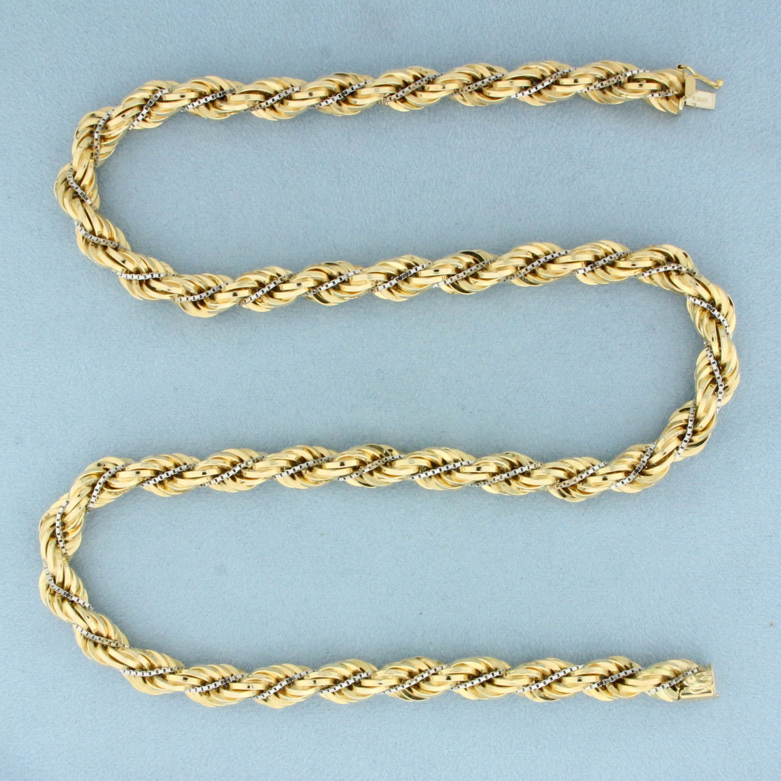 23 Inch Italian Thick Rope and Box Link Necklace in 14k Yellow and White Gold (1 of 2)