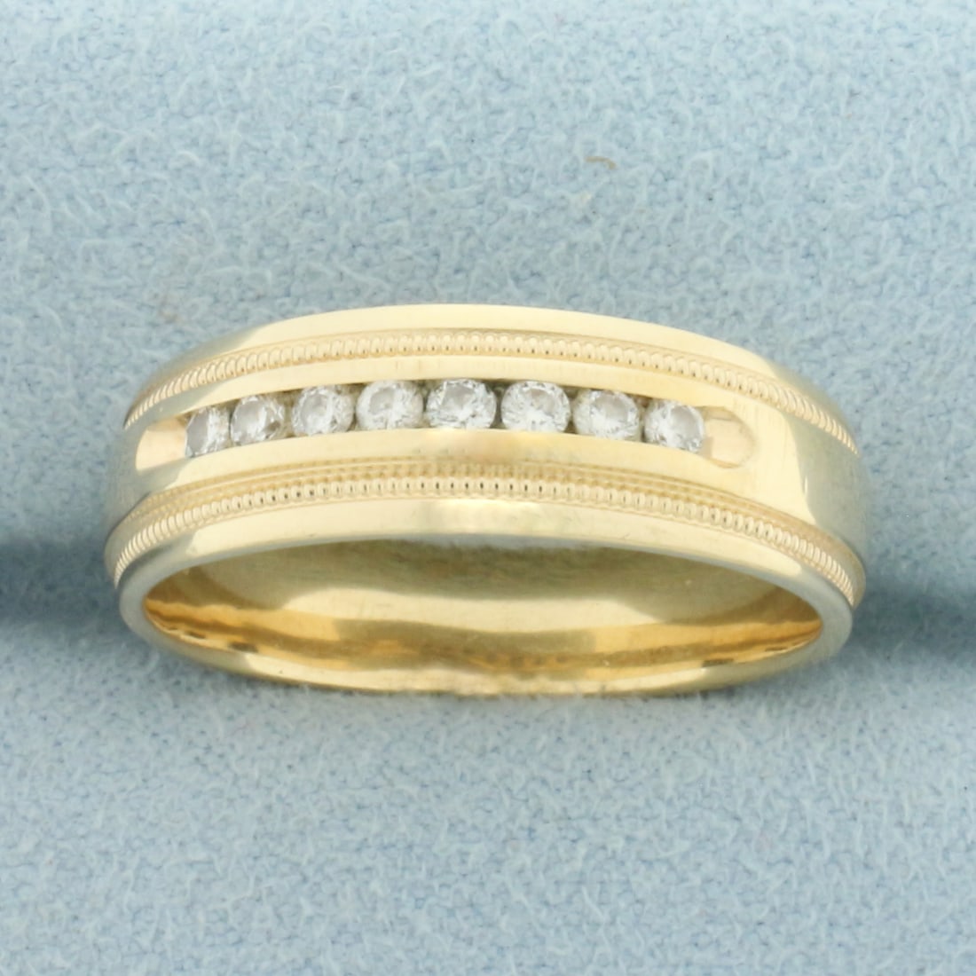 Mens Diamond Wedding Band Ring in 14k Yellow Gold (1 of 4)