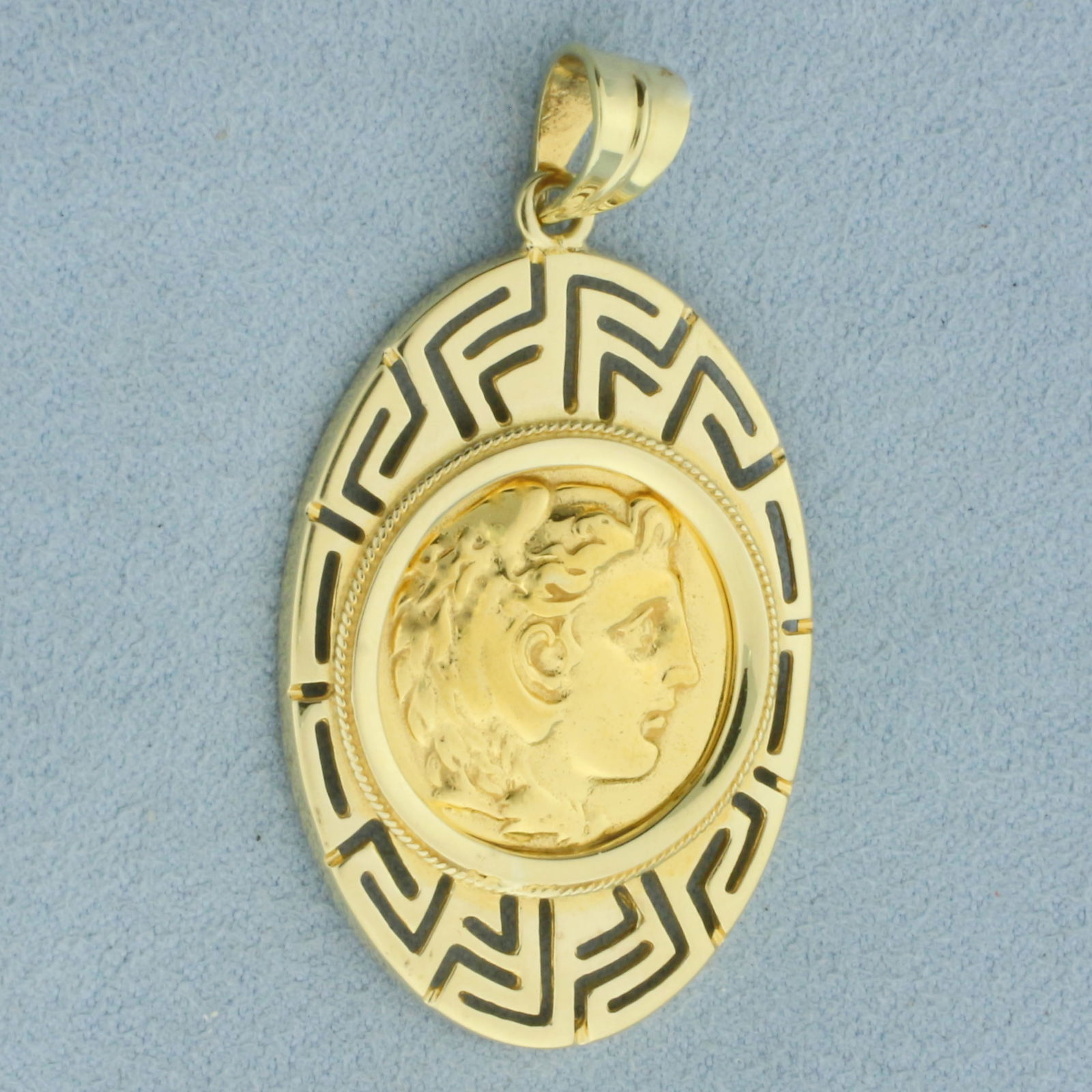 Alexander the Great Greek Key Coin Pendant in 14k Yellow Gold (1 of 2)