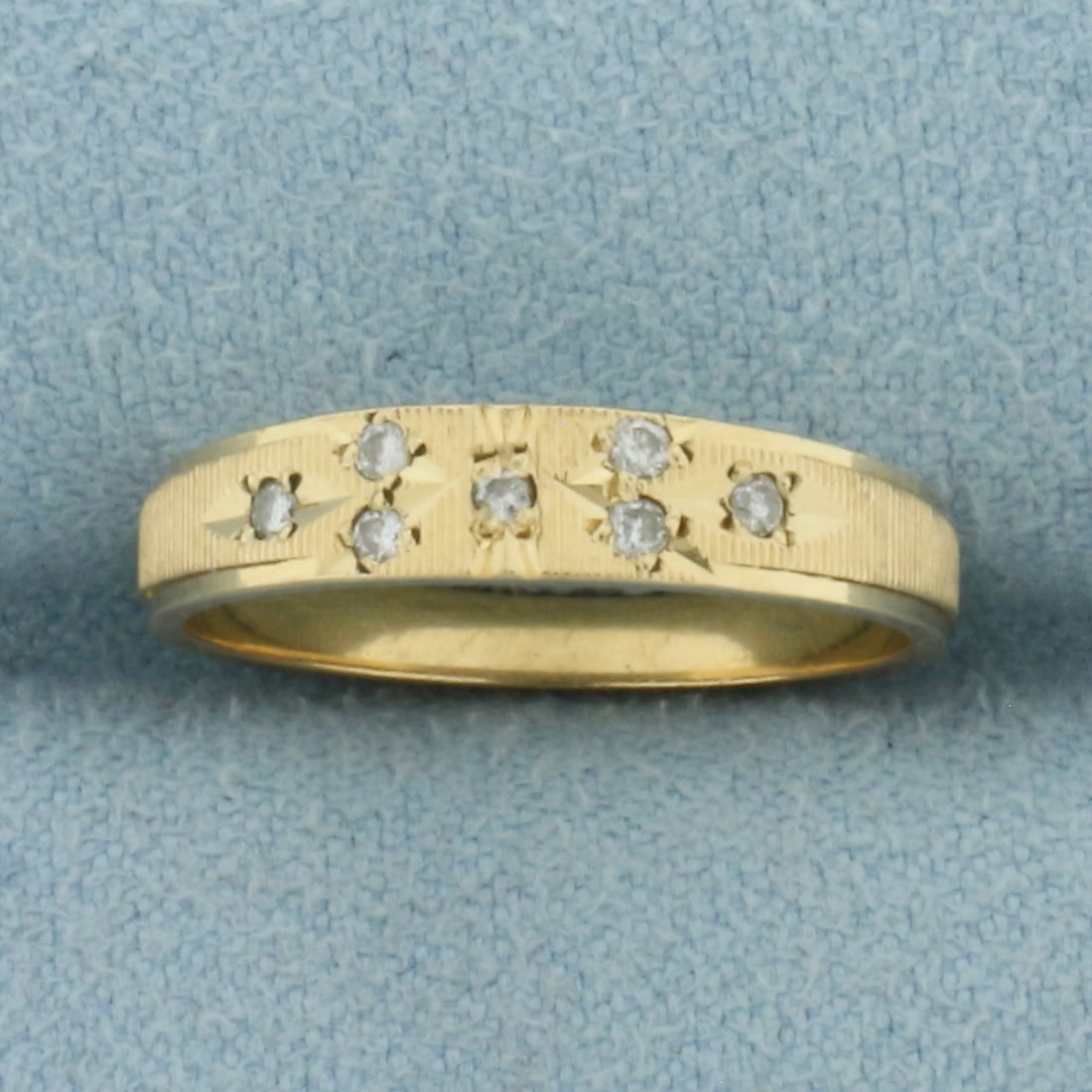 Vintage Engine Turned Diamond Ring in 14k Yellow Gold (1 of 4)
