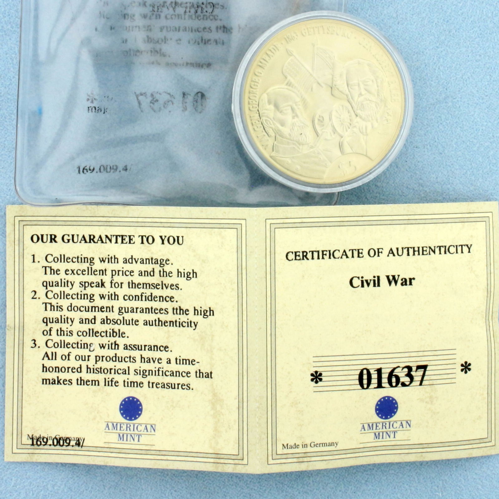 American Mint Battle of Gettysburg Civil War Coin with COA (1 of 2)