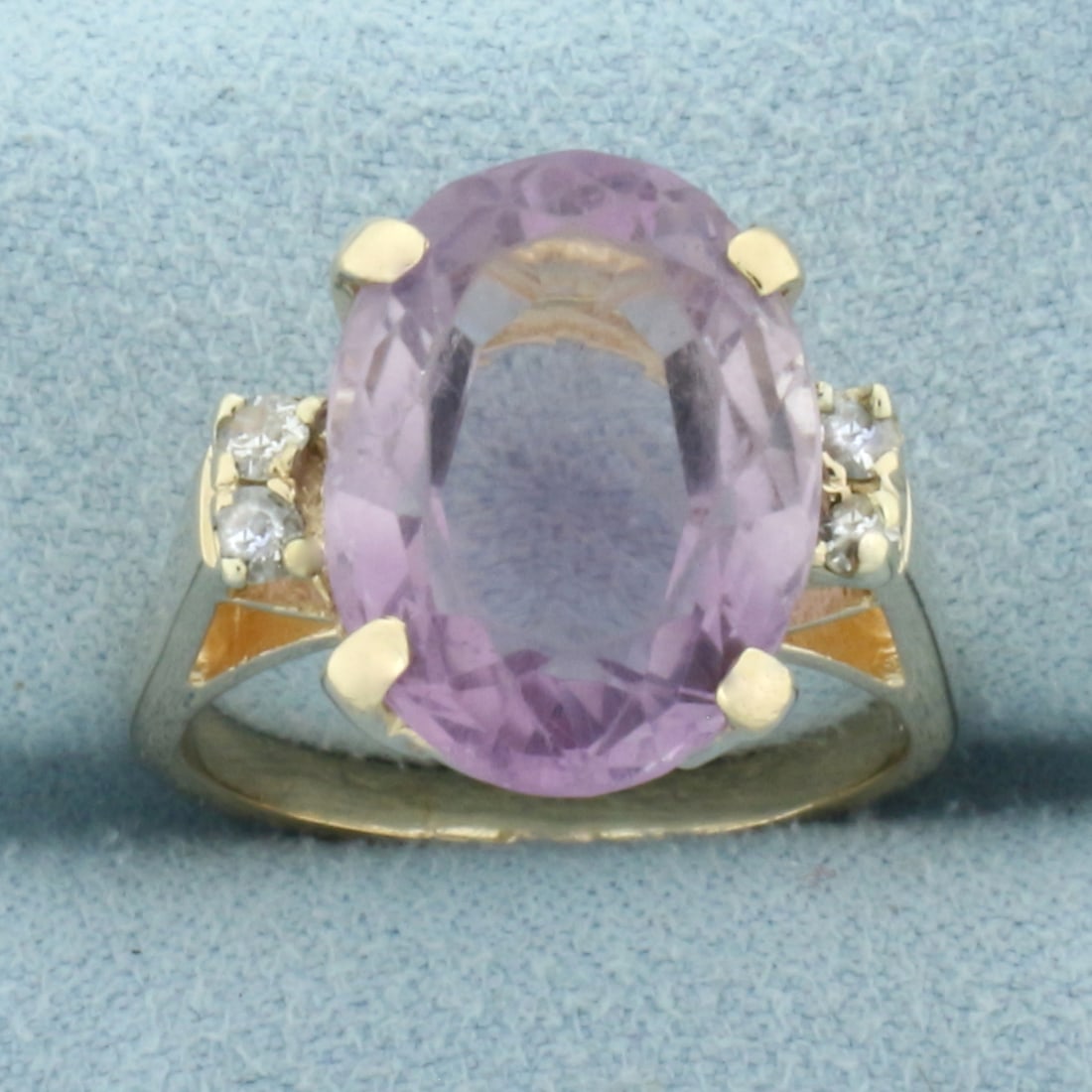 Rose de France Amethyst and Diamond Ring in 14k Yellow Gold (1 of 4)