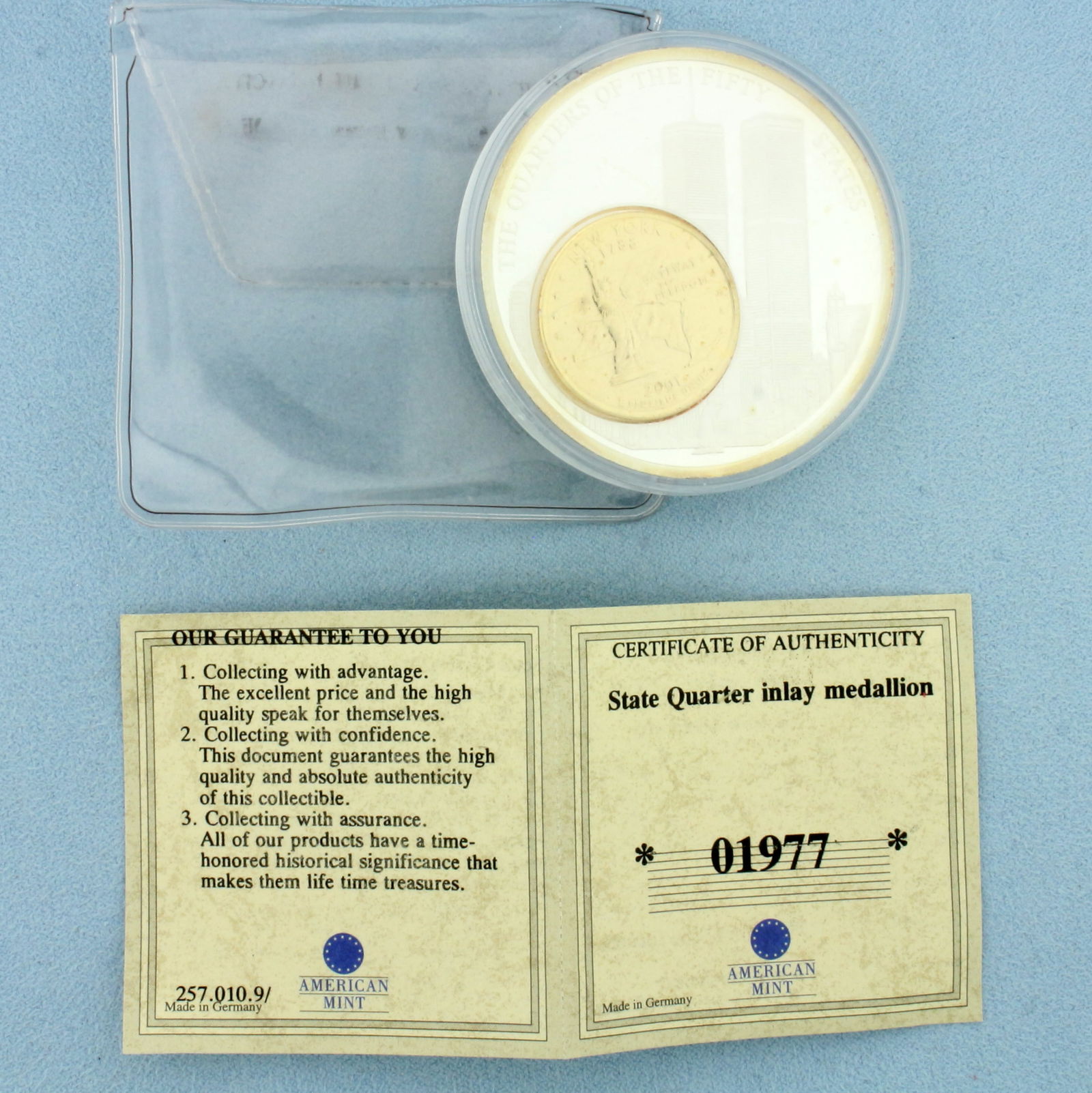 American Mint State Quarter Inlay Minting New York Proof Coin with COA (1 of 2)