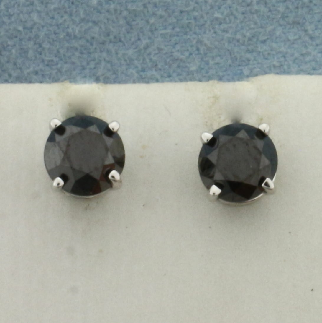 Black Diamond Stud Earrings in 14k White Gold (1 of 2)