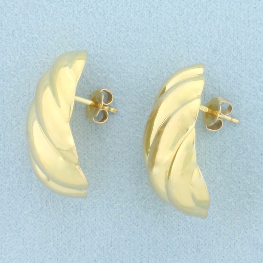 Italian Scallop Designer Earrings in 14k Yellow Gold (1 of 3)
