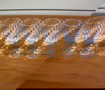 Waterford Maureen Crystal Sherry Glasses Set of 5: Five 4 1/4 inch sherry cut crystal glasses. Old Gothic Waterford mark. Excellent condition.