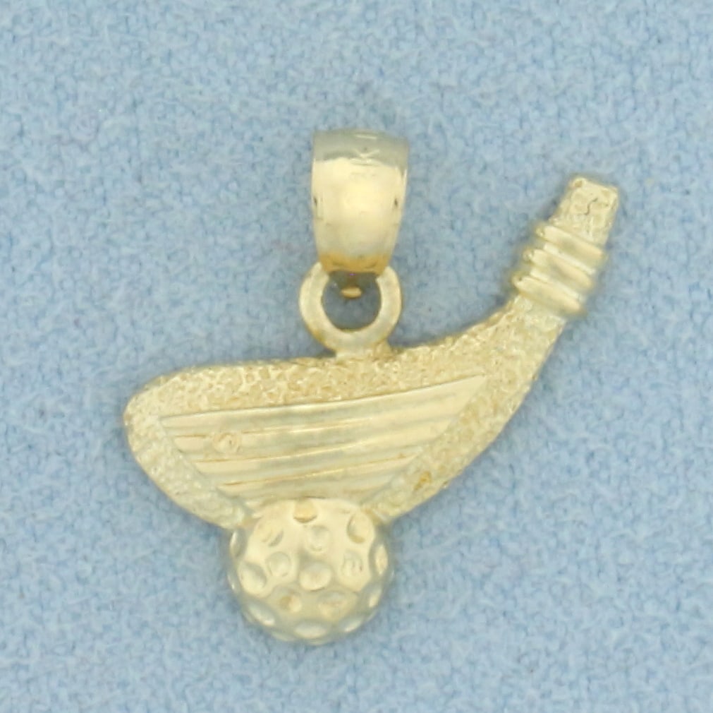 Golf Club Head and Golf Ball Pendant or Charm in 14k Yellow Gold (1 of 2)