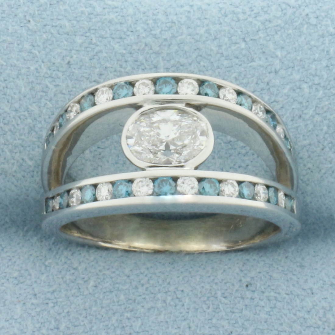 Blue and White Diamond Ring in 18k White Gold (1 of 4)