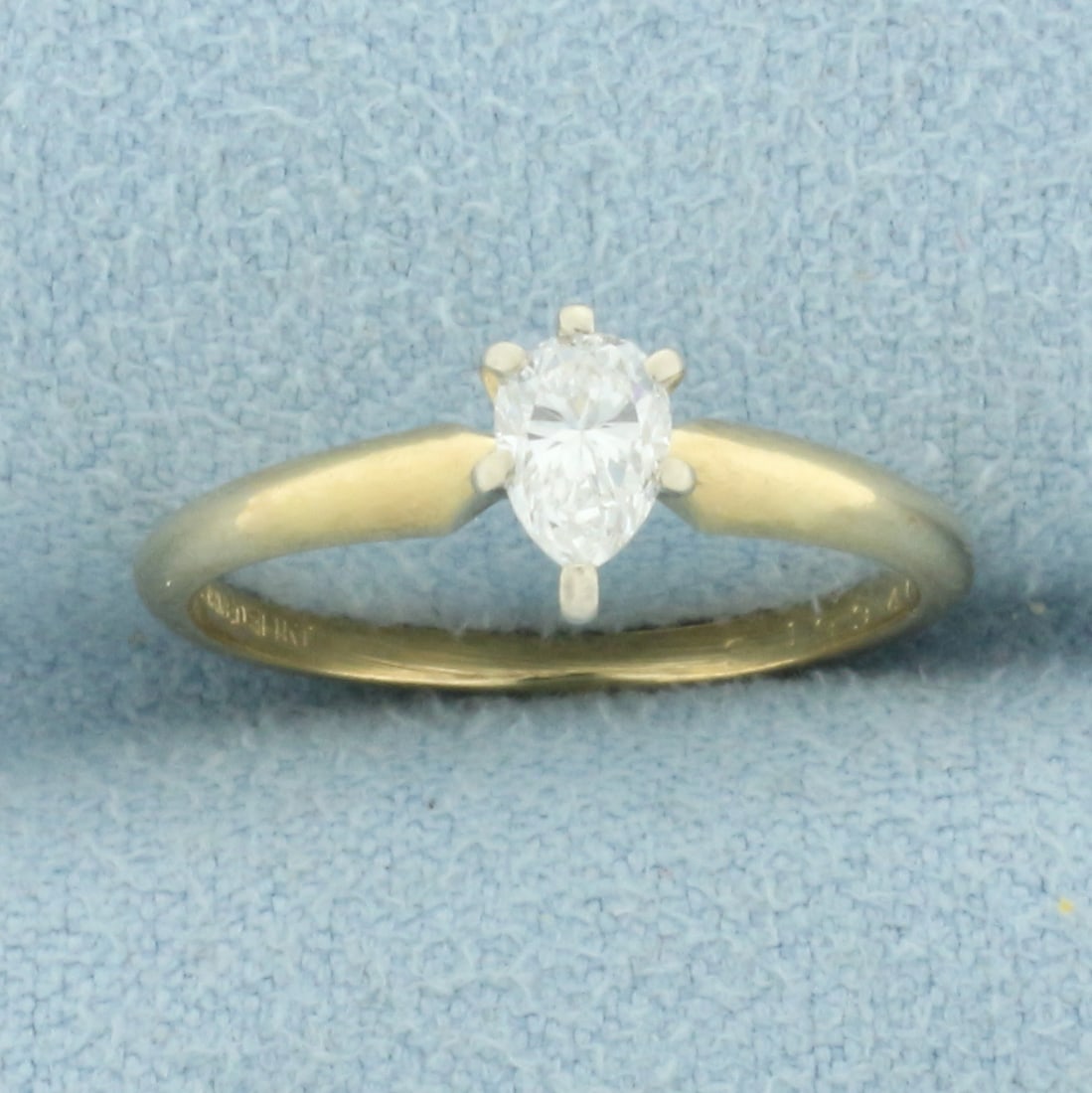 Pear Diamond Solitaire Engagement Ring in 14k Yellow Gold (1 of 4)