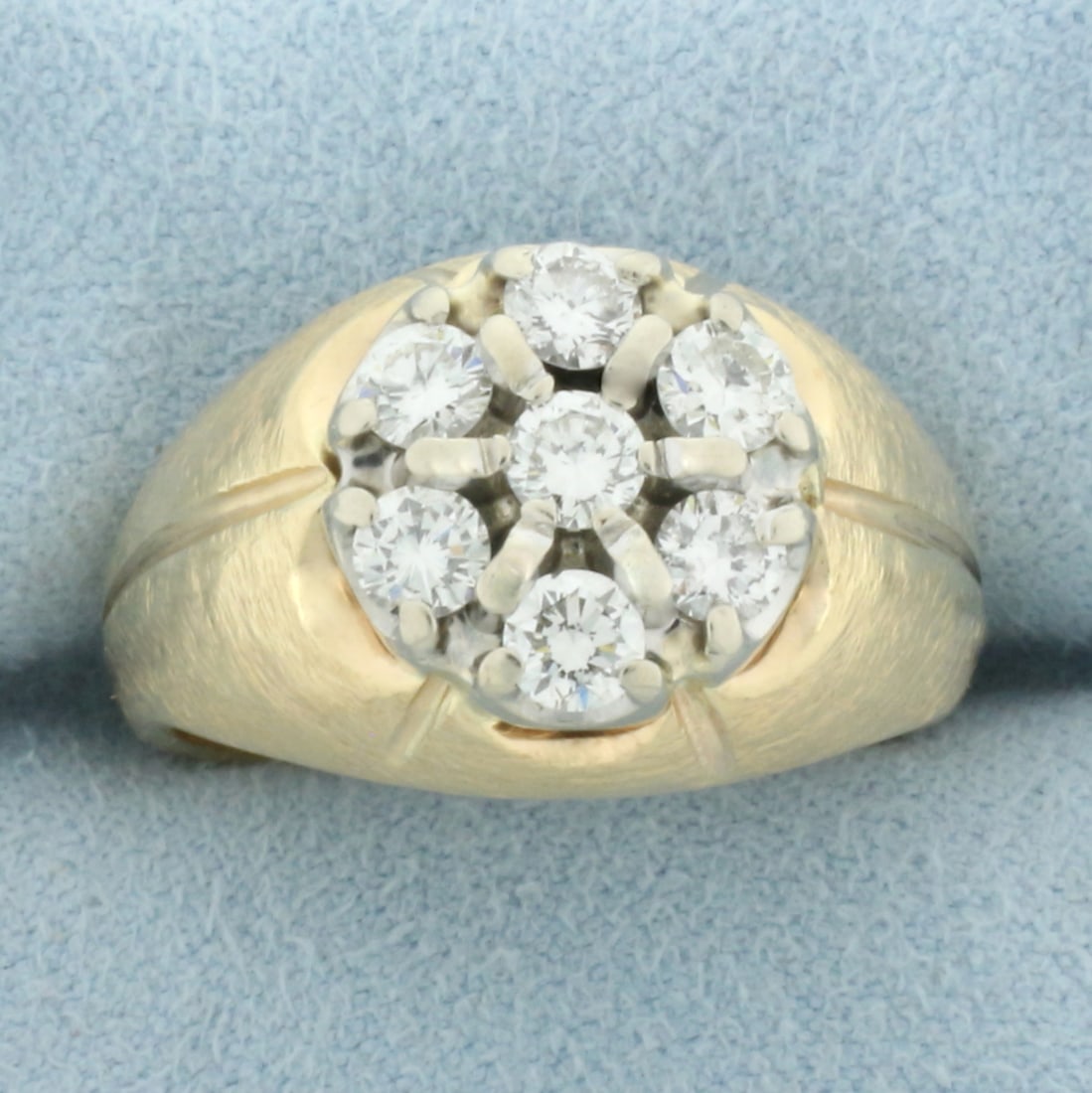 Satin Finish Diamond Target Ring in 14k Yellow Gold (1 of 4)