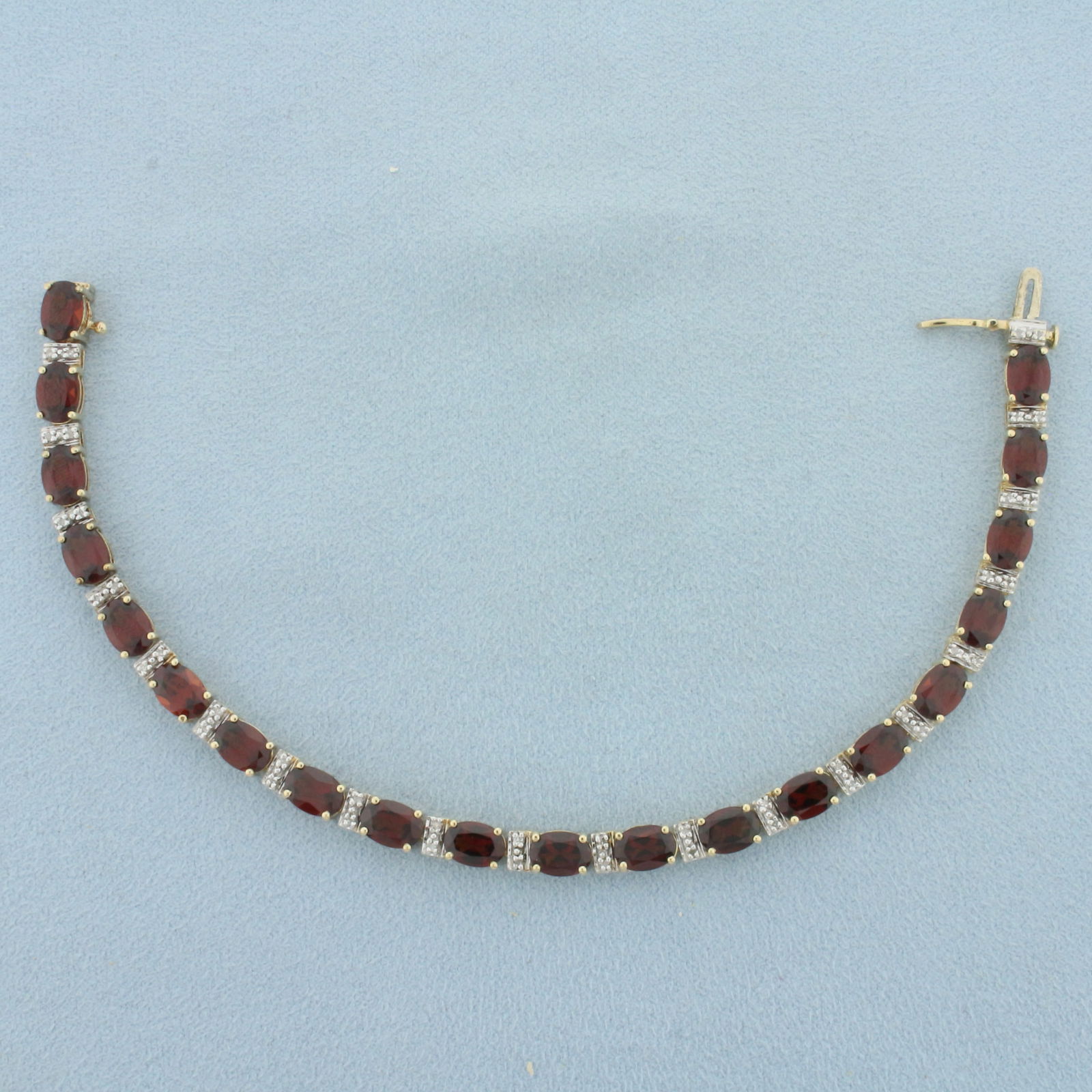 Garnet and Diamond Tennis Bracelet in 14k Yellow Gold (1 of 2)