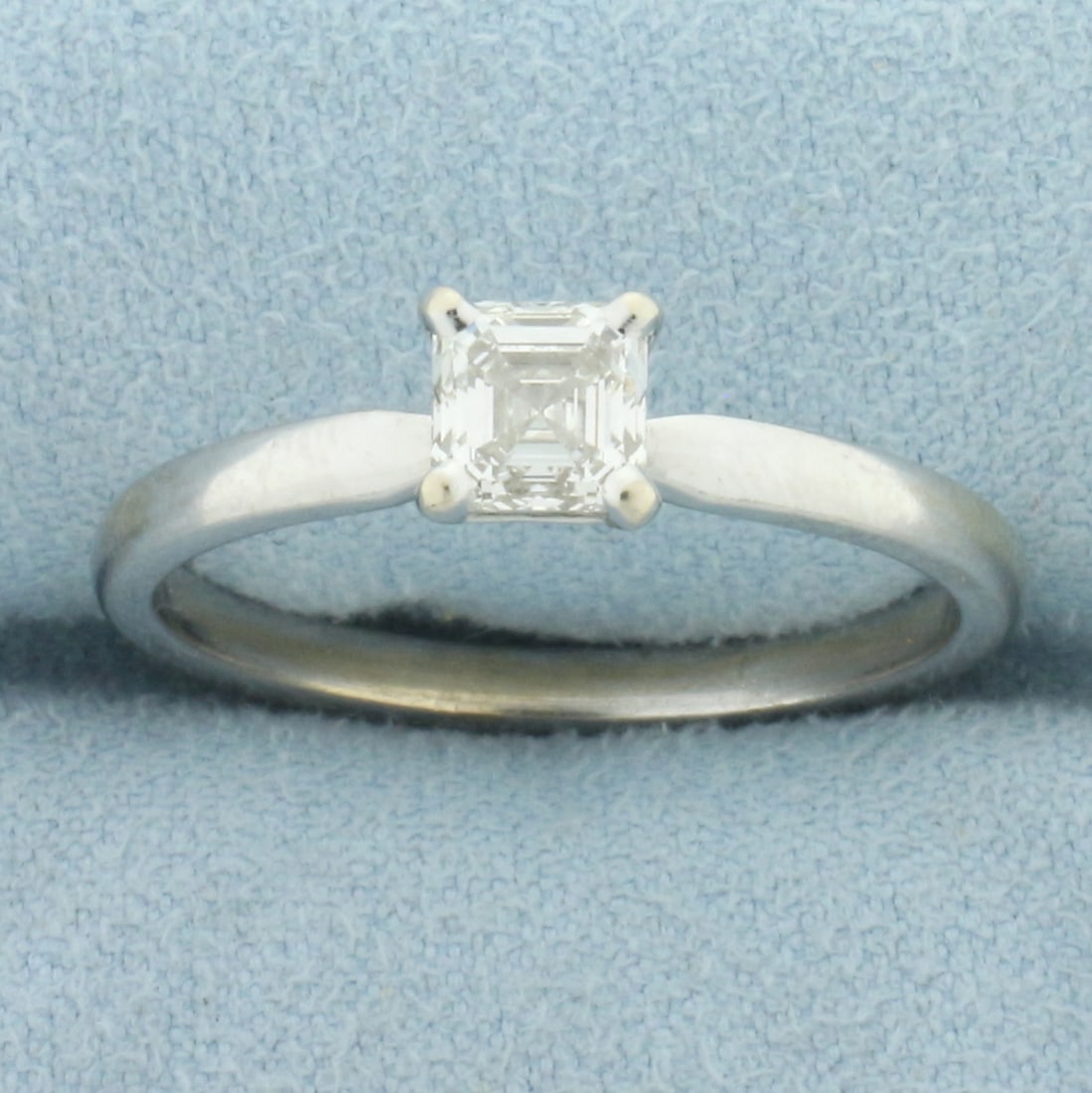 Asscher Cut Diamond Solitaire Engagement Ring in 14k White Gold (1 of 3)