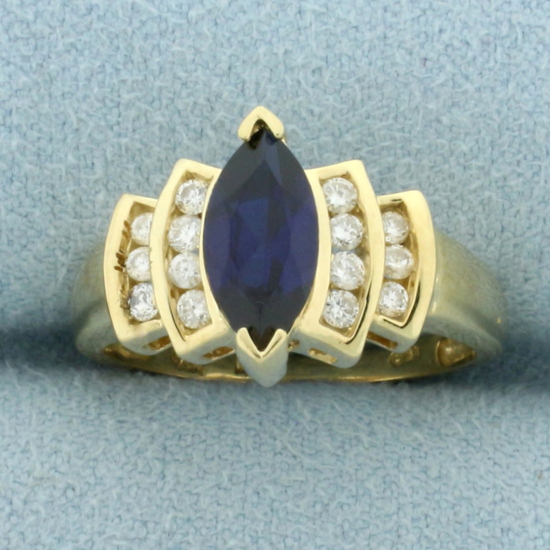 Natural Sapphire and Diamond Ring in 14k Yellow Gold (1 of 4)
