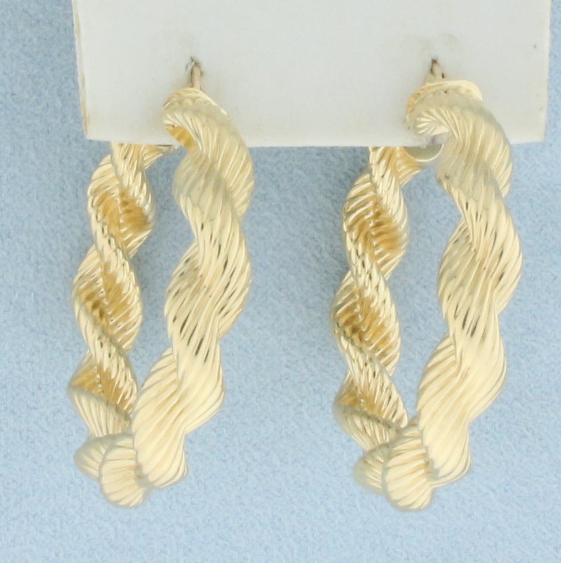 Thick Twisting Rope Design Hoop Earrings in 14k Yellow Gold (1 of 2)