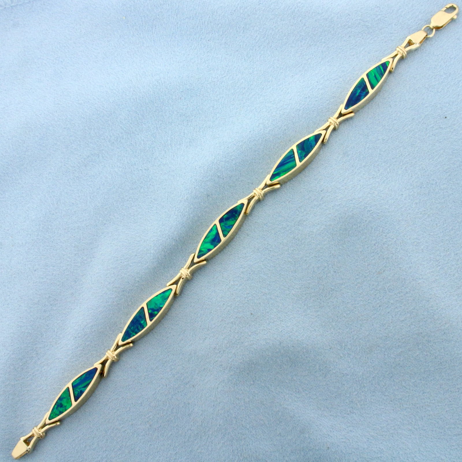 Black Opal Inlay Bracelet in 14k Yellow Gold (1 of 2)