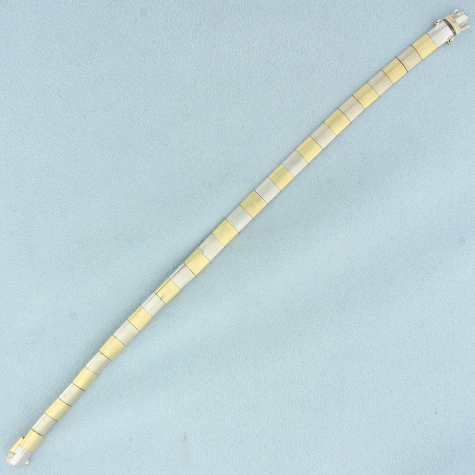 Square Link Checker Design Bracelet in 18k White and Yellow Gold (1 of 2)