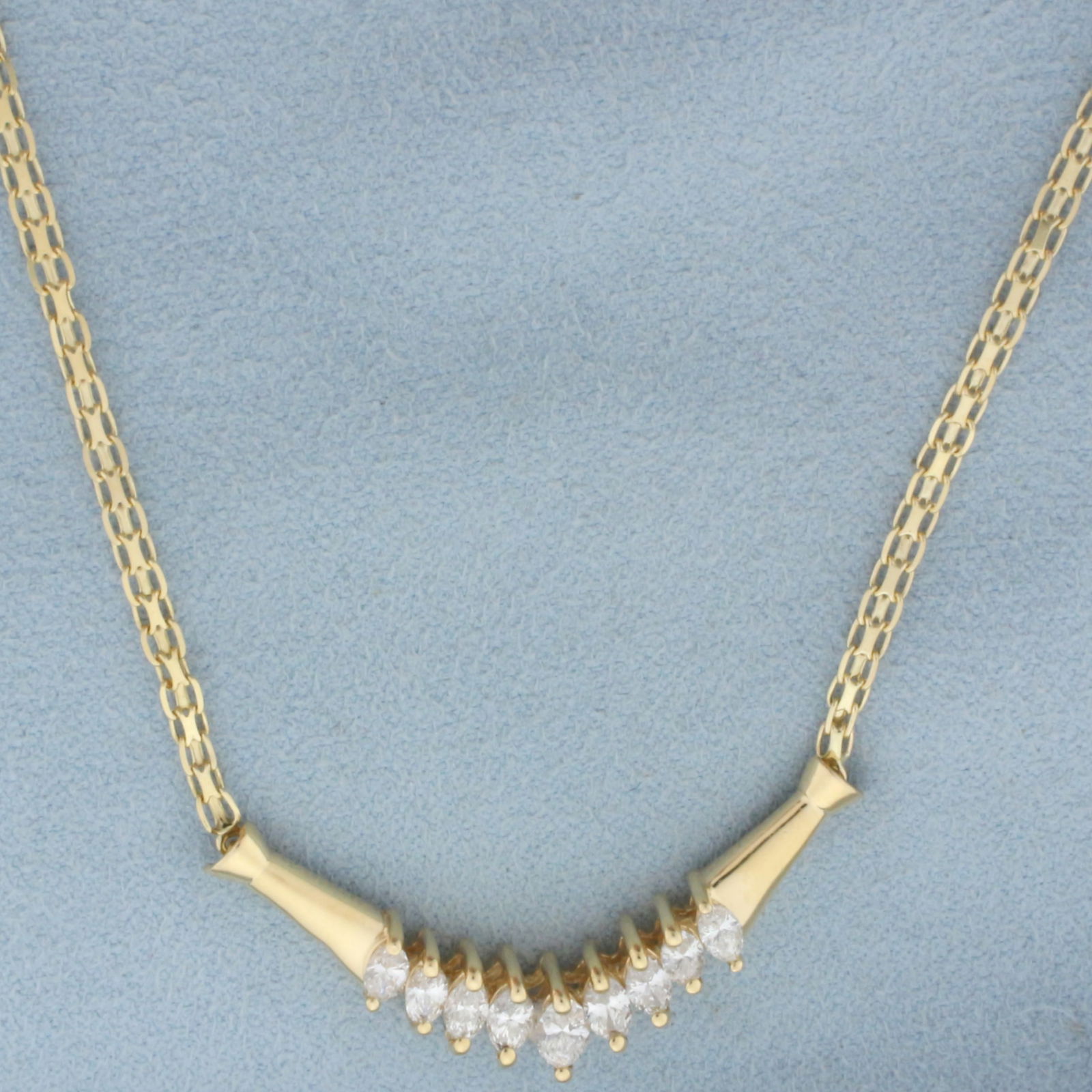 Marquise Diamond Adjustable Length Necklace in 14k Yellow Gold (1 of 2)