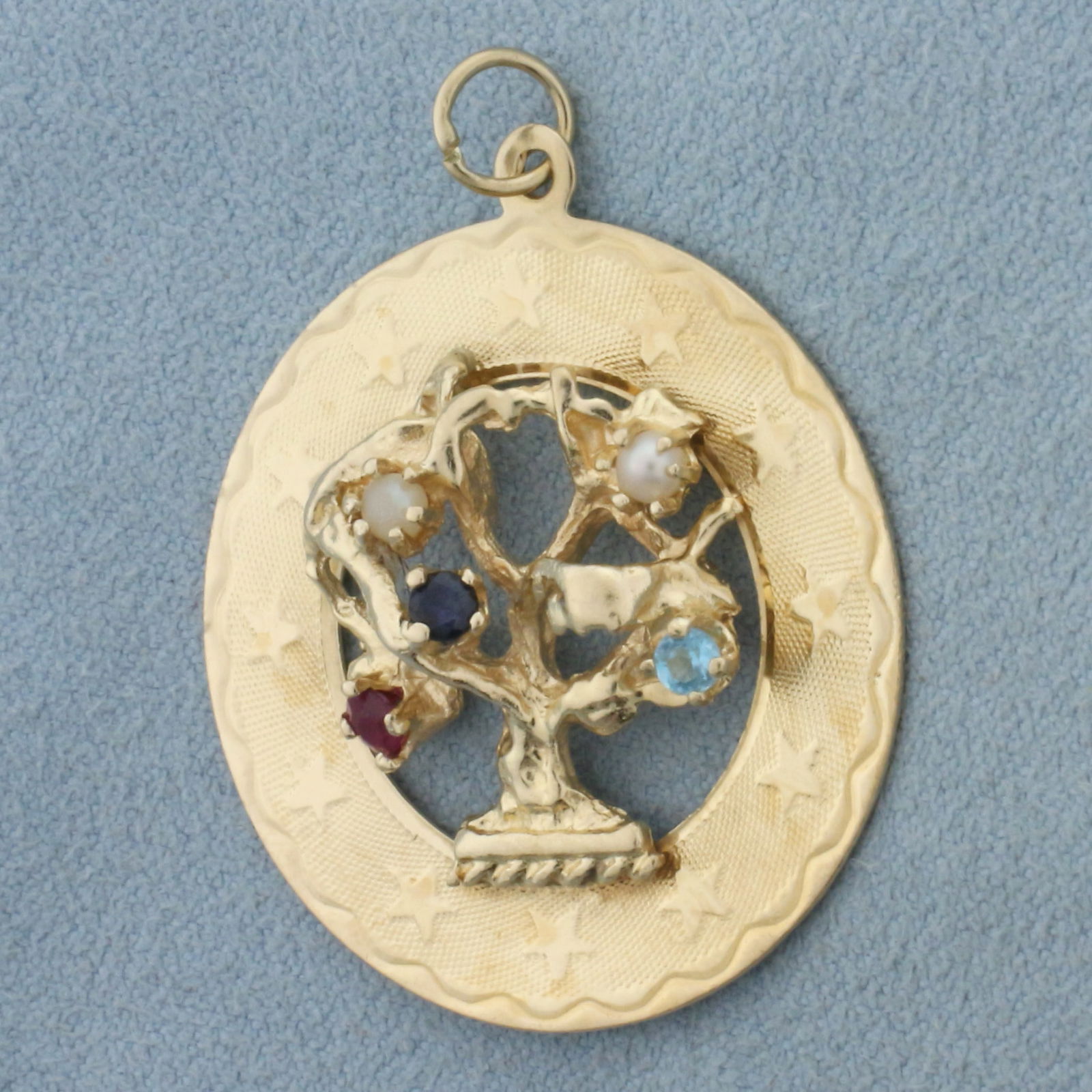 Gemstone Tree of Life Medallion Pendant or Charm in 14k Yellow Gold (1 of 2)