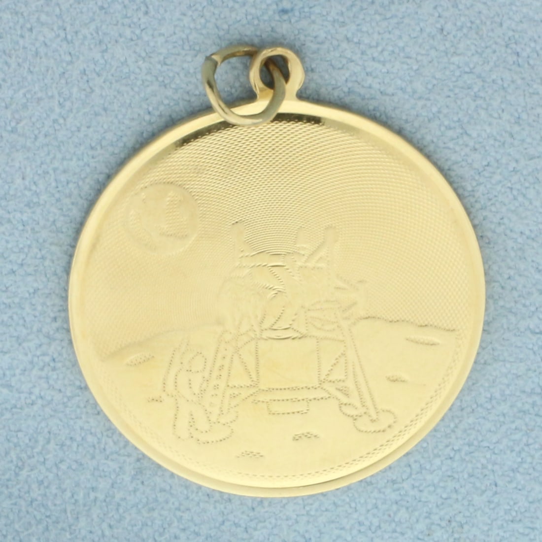 Vintage Moon Landing Medallion Charm or Pendant in 14k Yellow Gold (1 of 2)