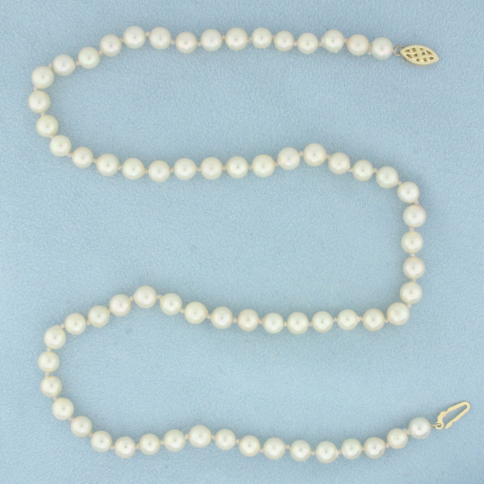 Cultured Akoya Pearl Strand Necklace with 14k Yellow Gold Filigree Clasp (1 of 2)