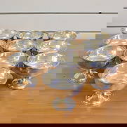 Preisner 24 Low Sherbert Footed Sterling Silver Bowls Set of 10: .925 Sterling Silver (weighted). Ten low footed sherbert bowls - 3 3/4 diametere, 3 inches high. Some have minor dents, indicative of age. 862.0g.