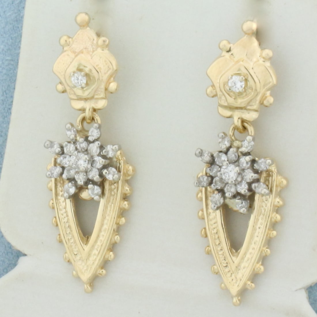 Diamond Dangle Earrings in 14k Yellow Gold (1 of 3)