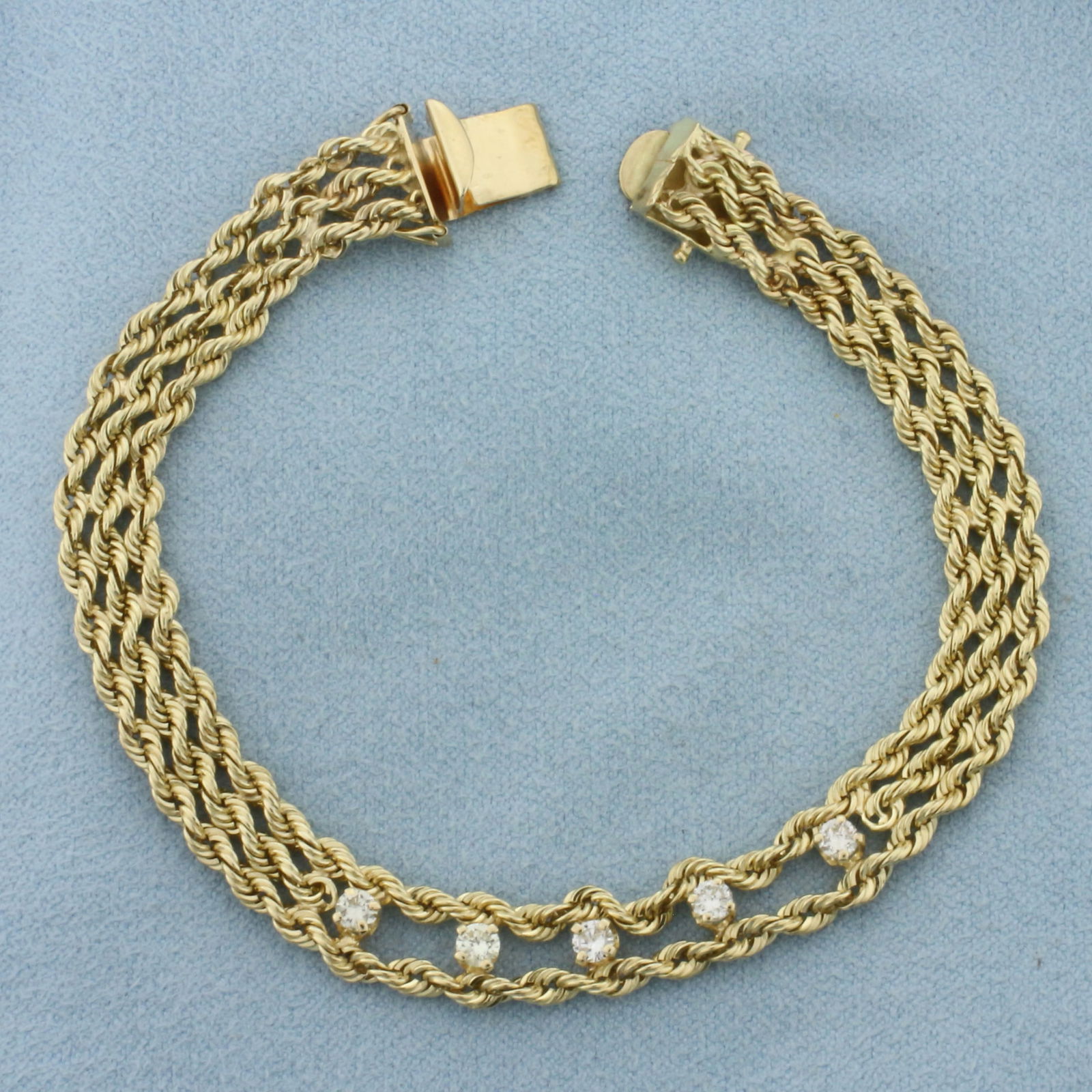 Diamond Triple Rope Bracelet in 14k Yellow Gold (1 of 2)