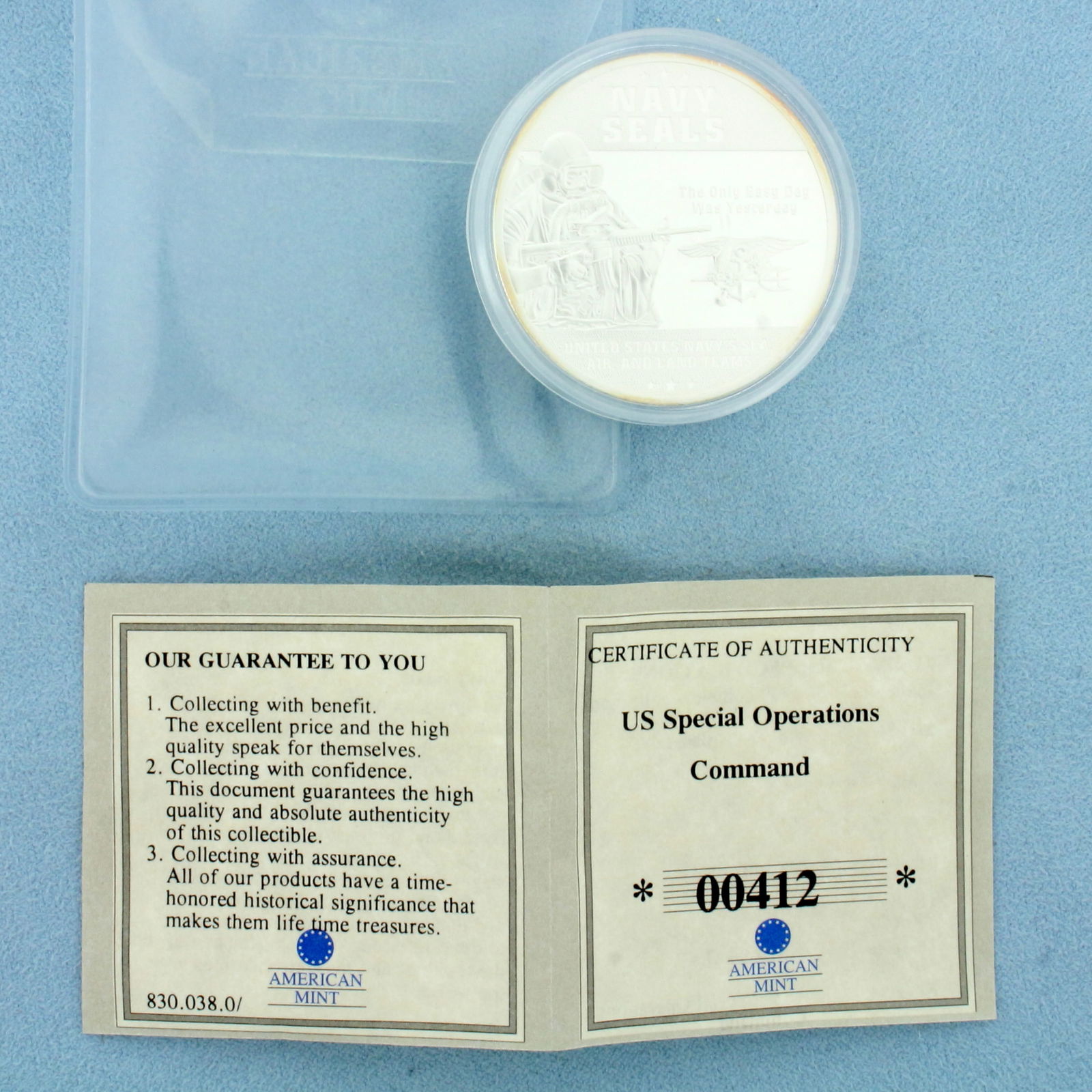 American Mint US Special Operations Command Navy Seals Proof Coin with COA (1 of 2)