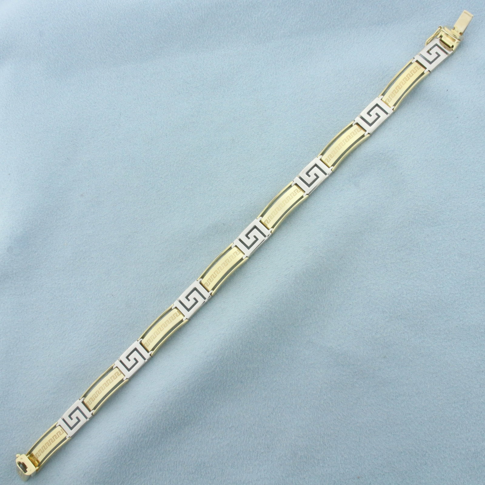 Greek Key Men's Bracelet in 10k Yellow and White Gold (1 of 3)