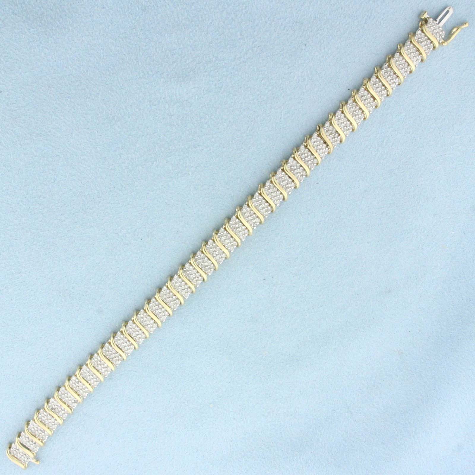 Pave Diamond Tennis Bracelet in 10k Yellow Gold (1 of 2)