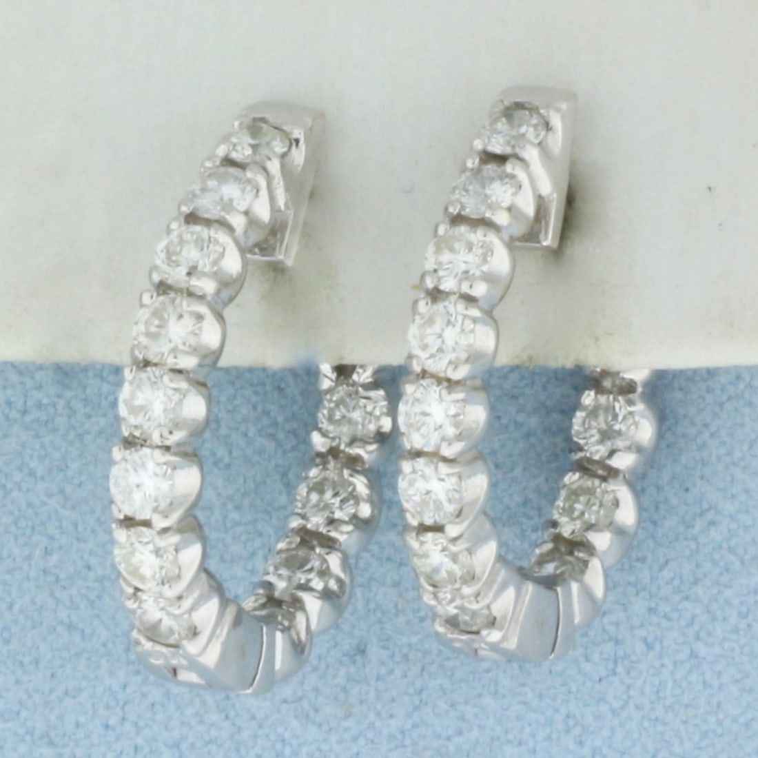 Diamond Hoop Earrings in 14k White Gold (1 of 2)