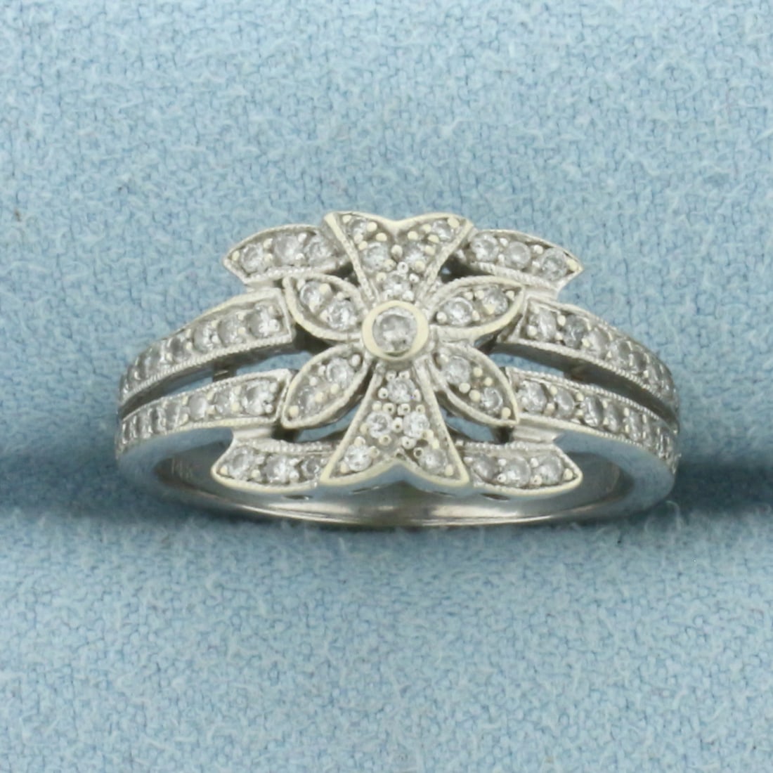 Deco Style Pave Diamond Ring in 14k White Gold (1 of 4)