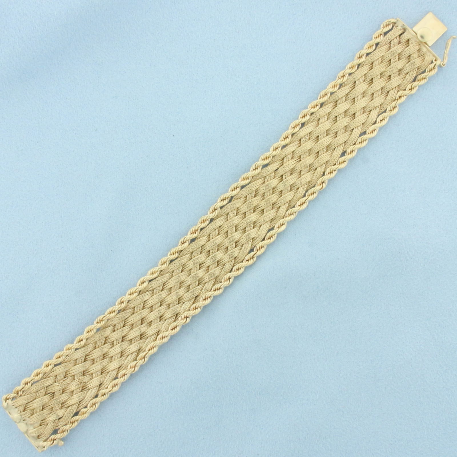 Wide Braided Design Rope Edge Bracelet in 14k Yellow Gold (1 of 2)