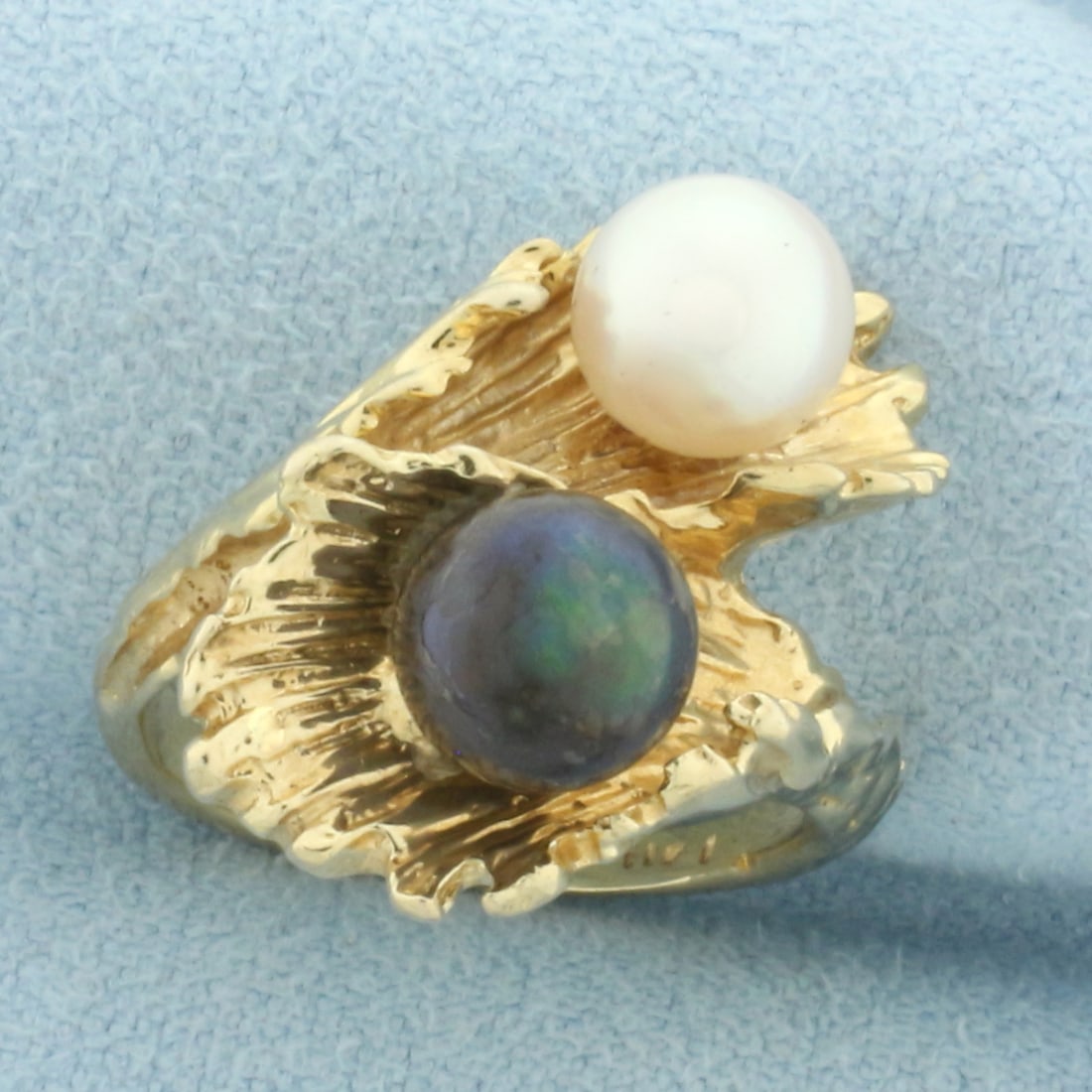 Designer Tahitian and Akoya Cultured Pearl Bypass Ring in 14k Yellow Gold (1 of 4)