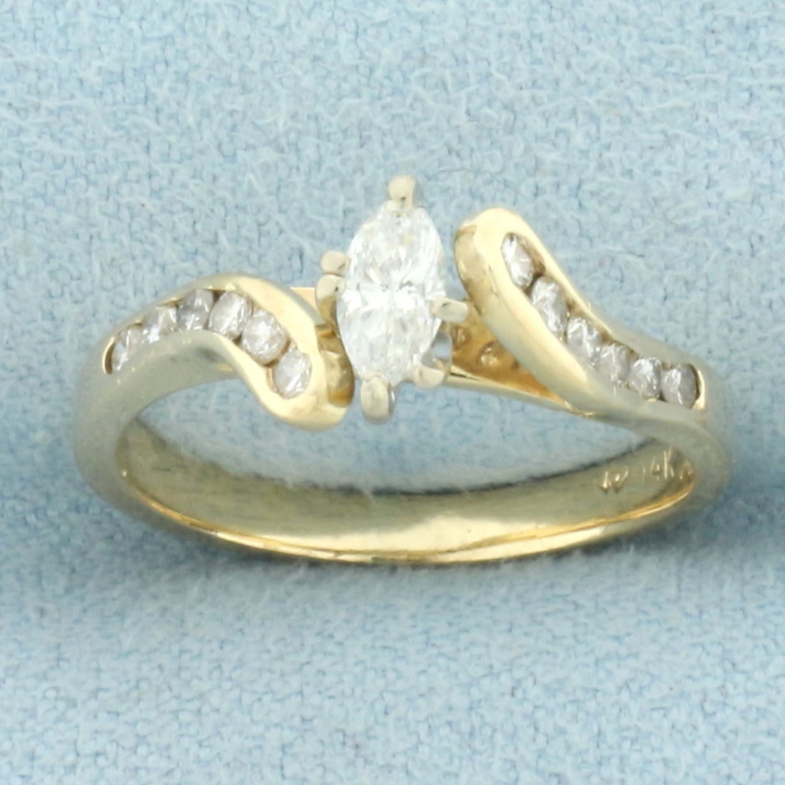 Marquise and Round Diamond Bypass Engagement Ring in 14k Yellow Gold (1 of 4)