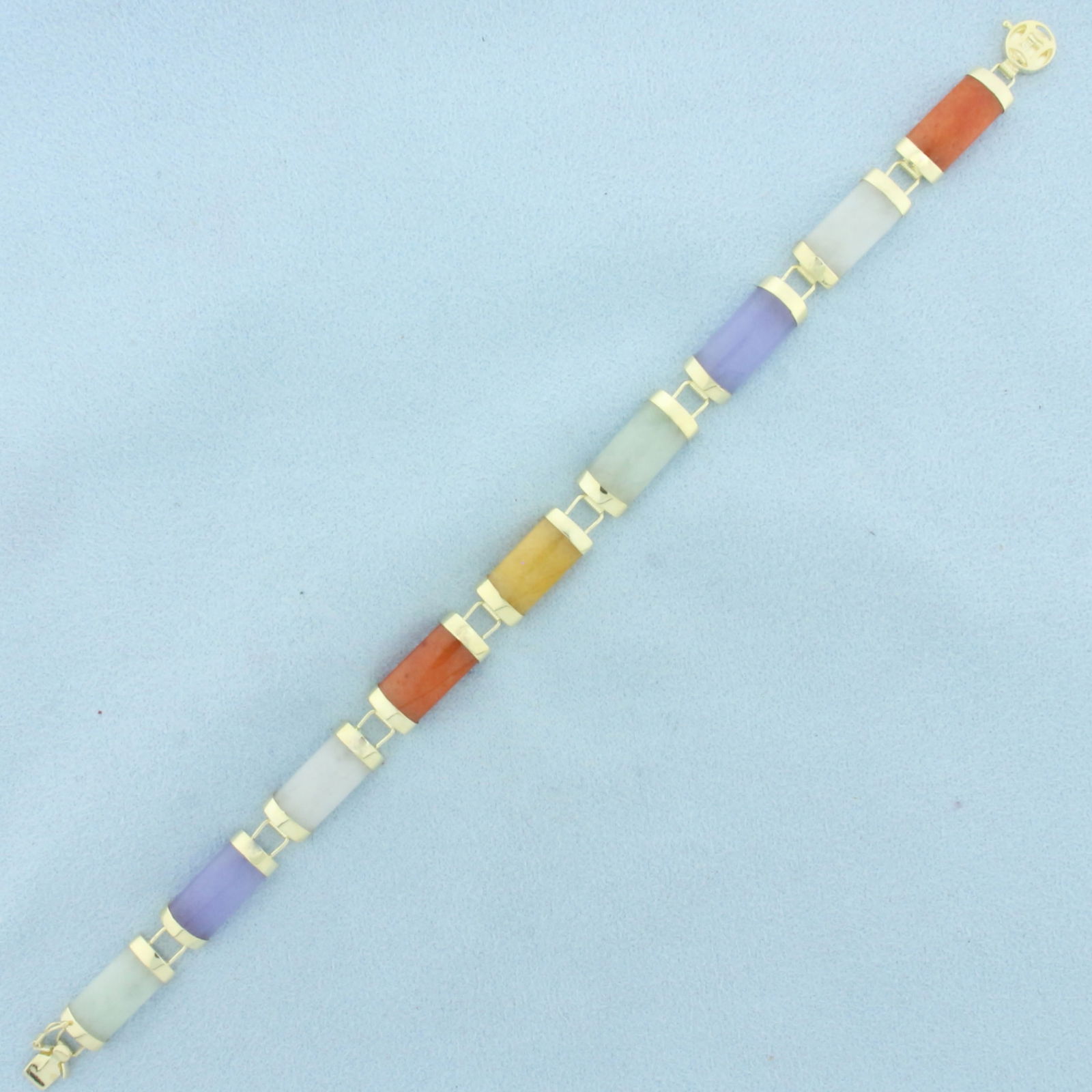 Multi Color Jade Good Fortune Bracelet in 14k Yellow Gold (1 of 2)