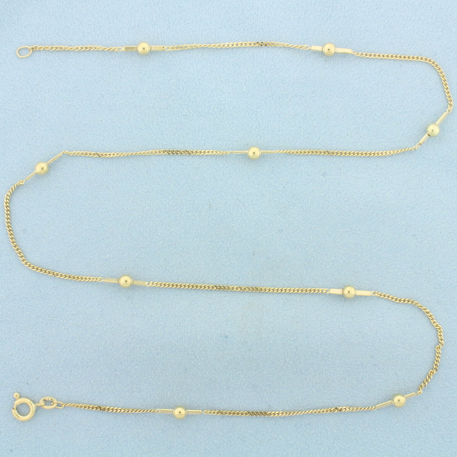 21 Inch Ball Bead Link Bar Necklace in 14k Yellow Gold (1 of 2)