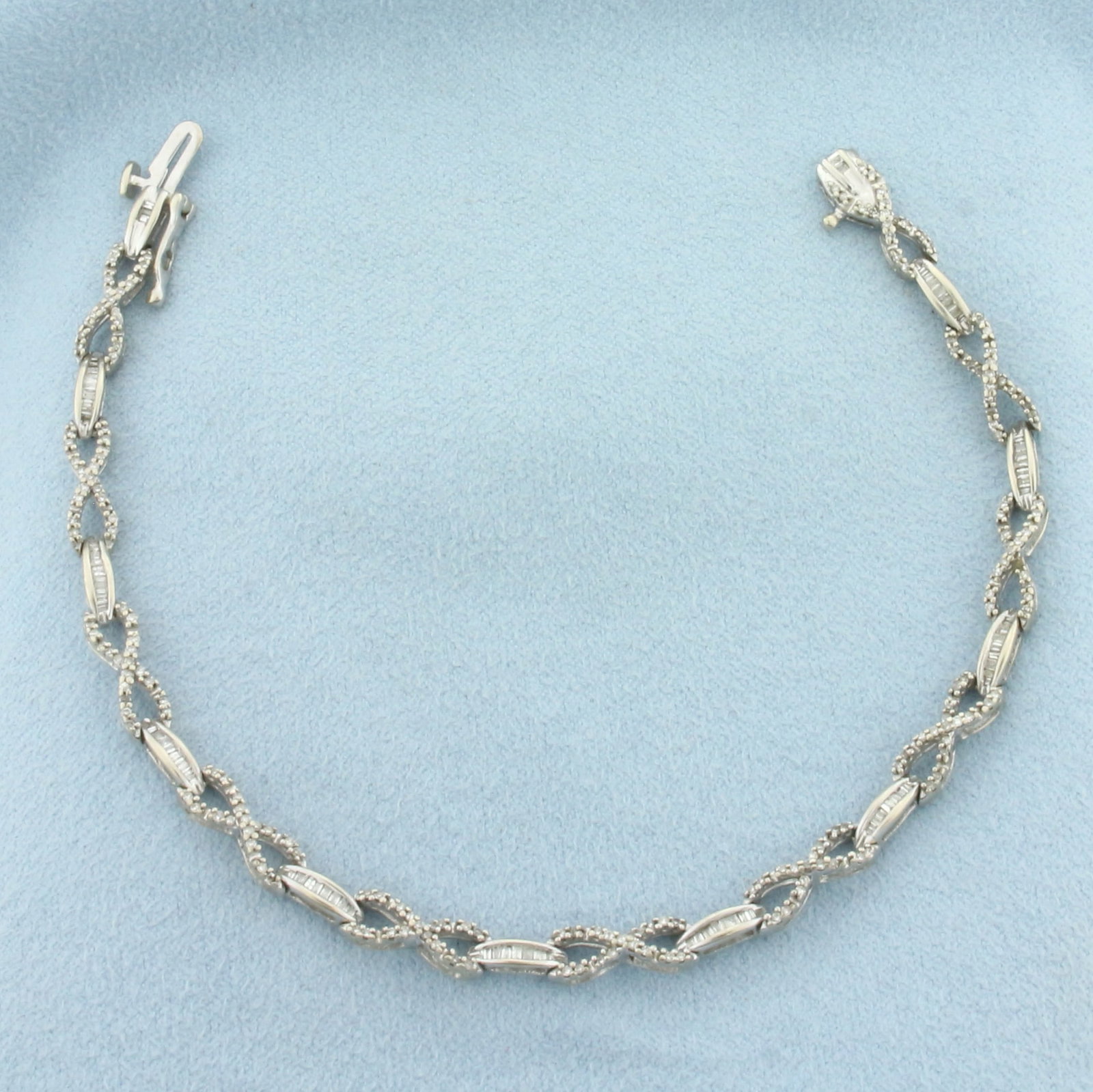 Diamond Infinity Link Bracelet in 10k White Gold (1 of 2)