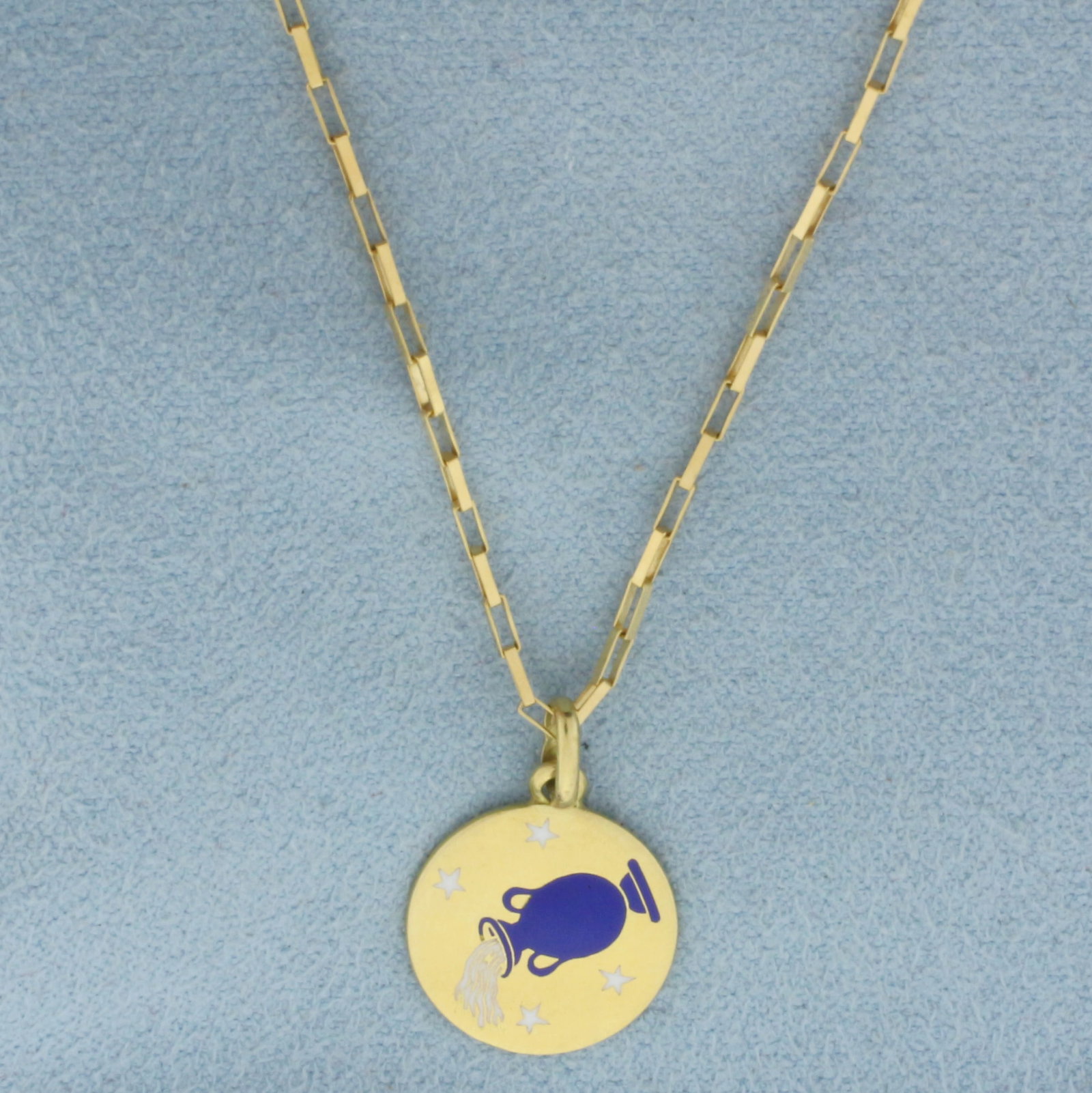 Aquarius Zodiac Water Bearer Necklace in 18k Yellow Gold (1 of 2)
