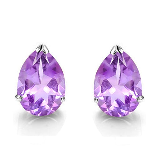 4x6 Pear Amethyst Earrings in Sterling Silver (1 of 2)