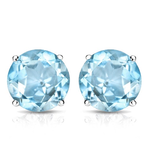 8MM Round Sky Blue Topaz Stud Earrings in Sterling Silver (1 of 2)