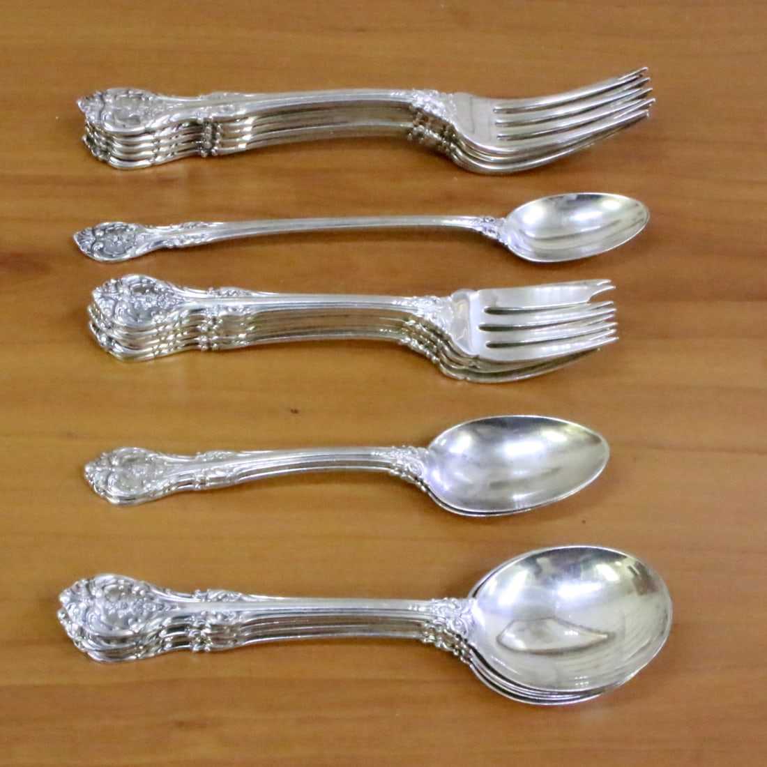 Gorham King Edward Sterling Silver Flatware Set of 19 (1 of 3)