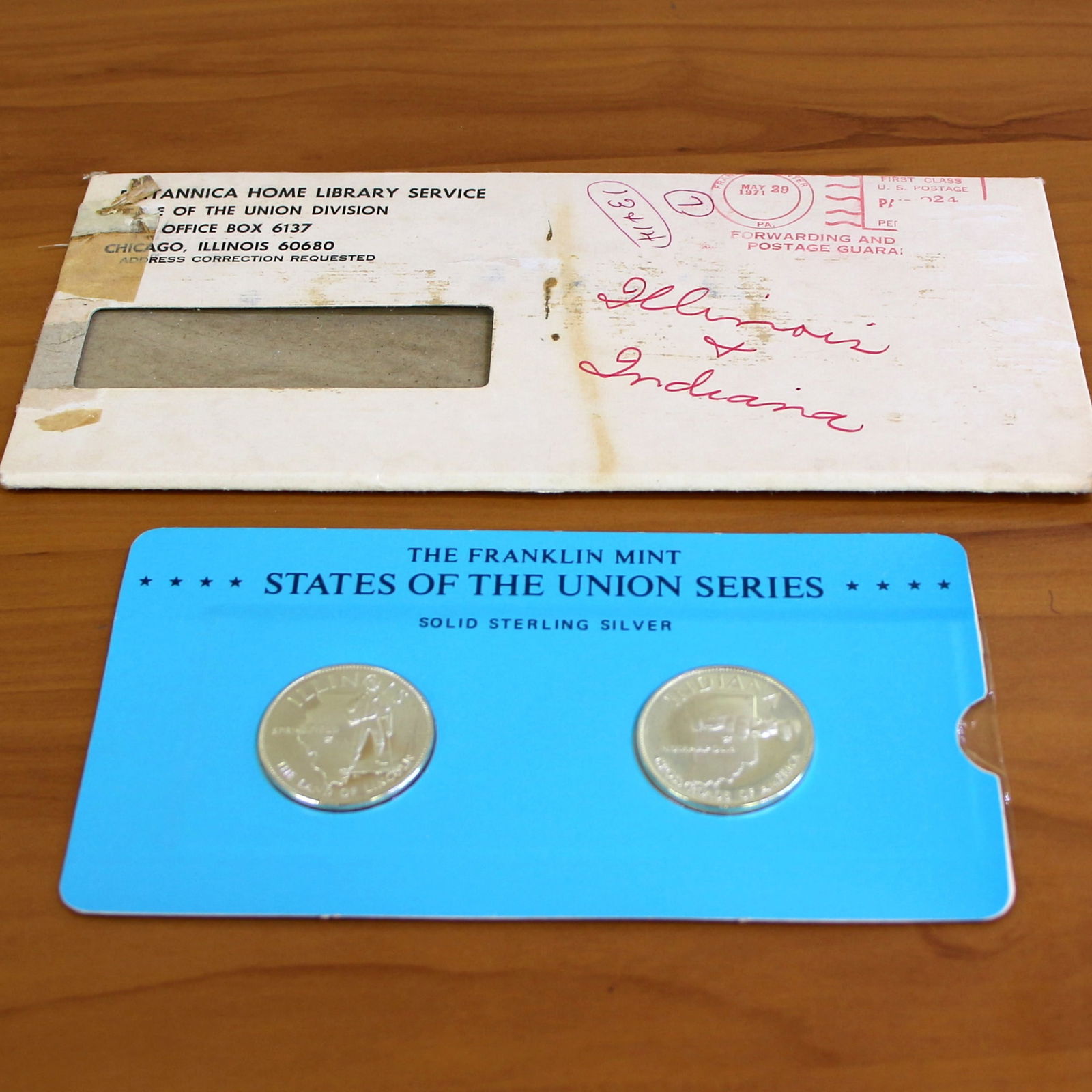 Franklin Min States of the Union Sterling Silver Coins Illinois and Indiana Original Packaging (1 of 2)