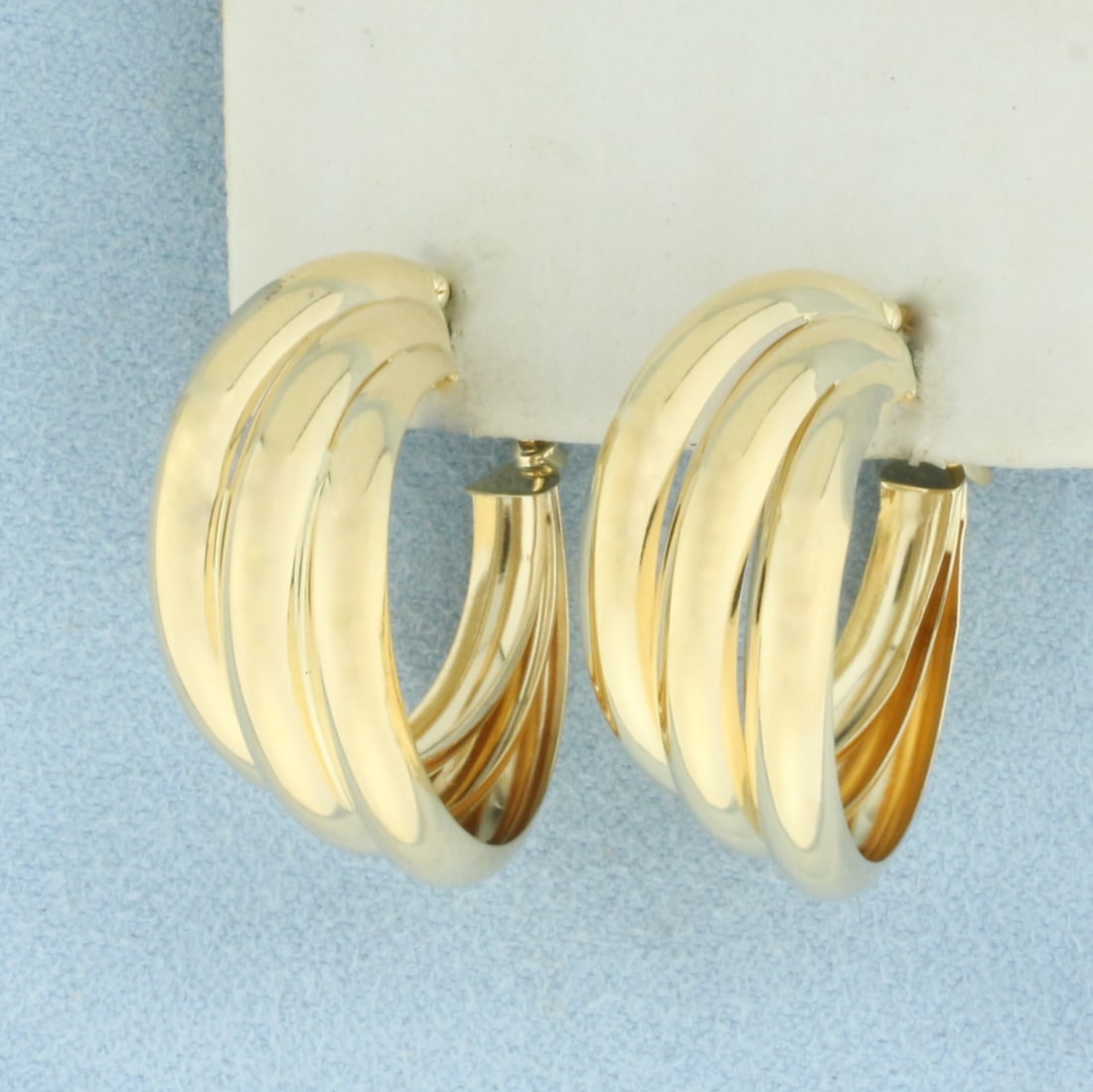 Cascading Triple Hoop Earrings in 14k Yellow Gold (1 of 2)