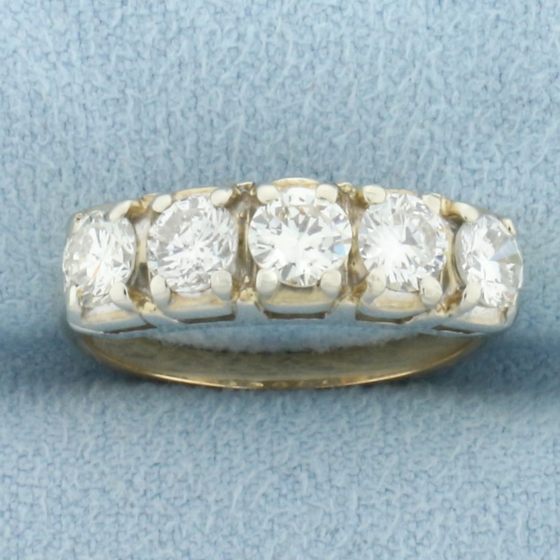 5-Stone Diamond Wedding or Anniversary Band Ring in 14k Yellow Gold (1 of 4)