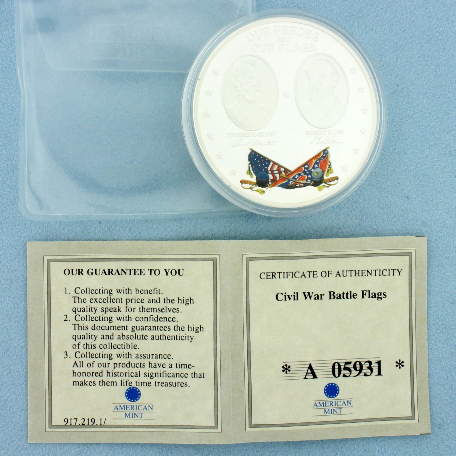 American Mint Civil War Battle Flags Oure Hero and our Flags Proof Coin with COA (1 of 2)