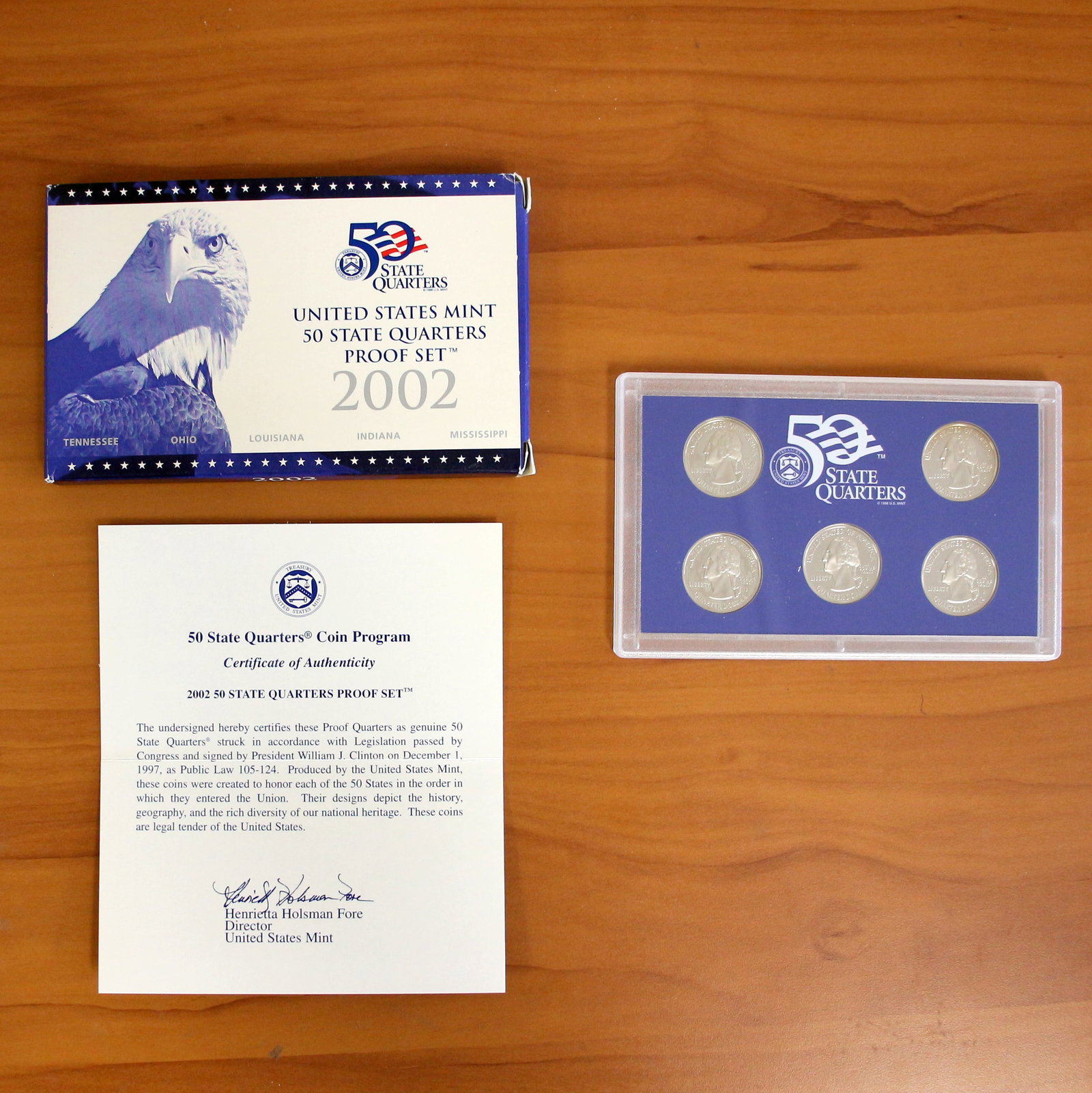 U.S. Mint State Quarters Coin Proof Set OGP COA: 1 Set from 1999 to 2006. Includes five proof quarters. Includes original box, casing, and CoA.