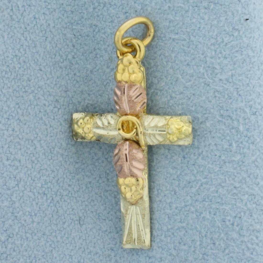 Nature Design Cross Charm or Pendant in 12k Yellow, Rose, and White Gold (1 of 2)