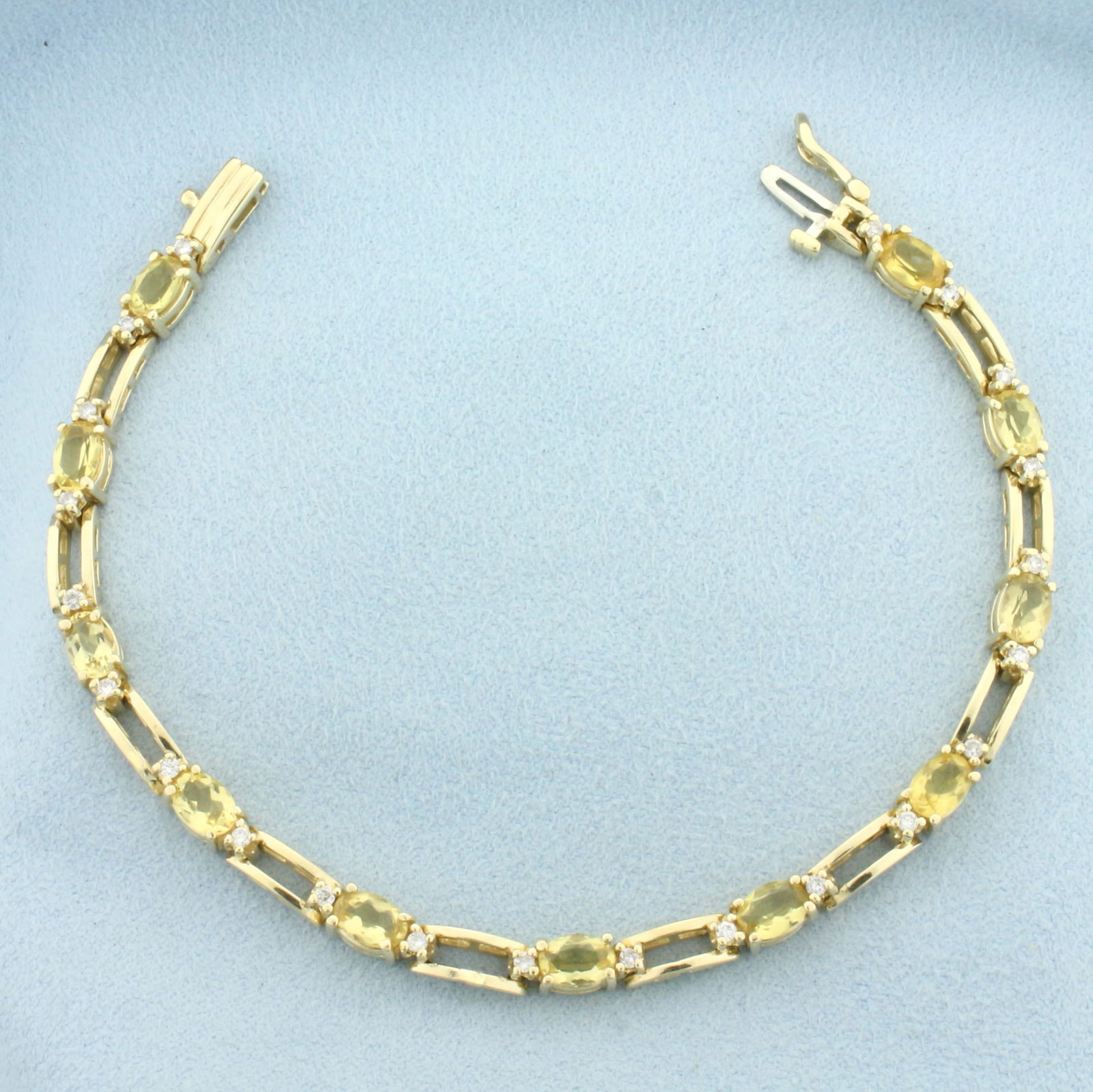 Citrine and Diamond Tennis Bracelet in 14k Yellow Gold (1 of 2)